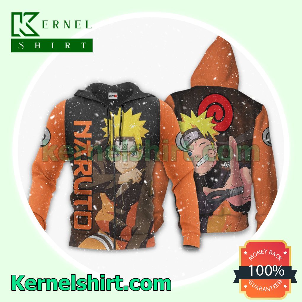 Uzumaki Naruto Symbol and Characters Naruto Anime Fans Gift Hoodie Sweatshirt Button Down Shirts