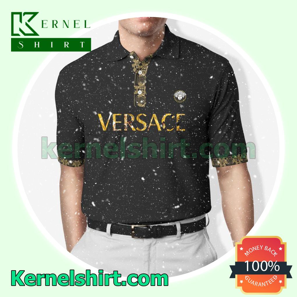 Versace Luxury Brand Style Basic Black Golf Polo
