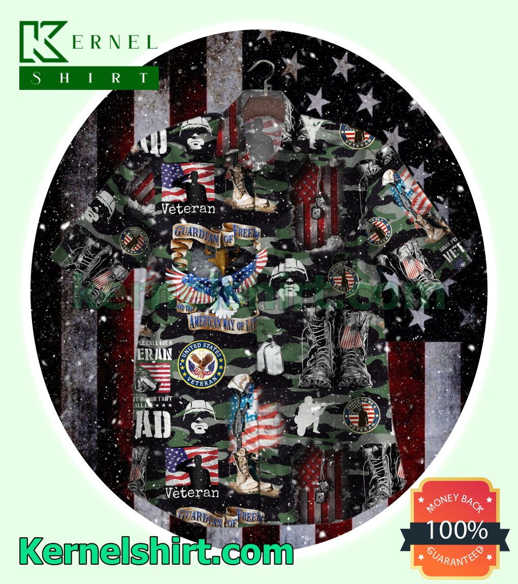 Veteran Guardian Of Freedom And The American Way Of Life Camo Beach Shirts