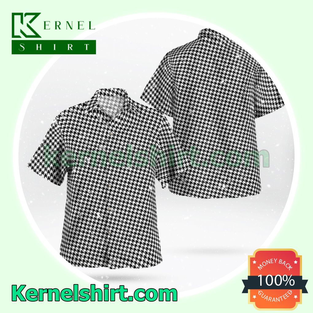 White And Black Houndstooth Pattern Beach Shirts
