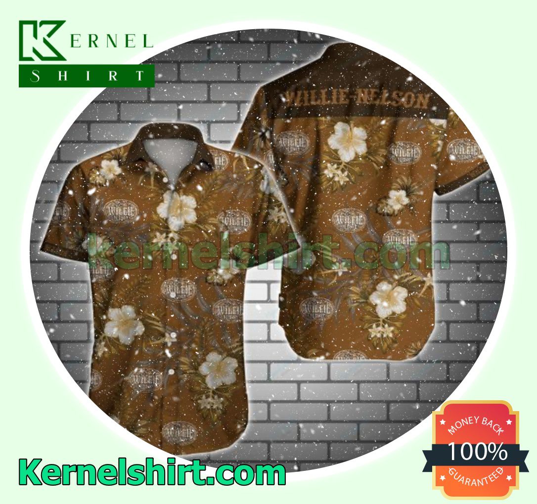 Willie Nelson Tropical Floral Brown Beach Shirt