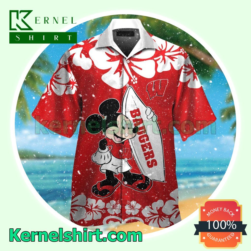 Wisconsin Badgers & Mickey Mouse Summer Hawaiian Shirt