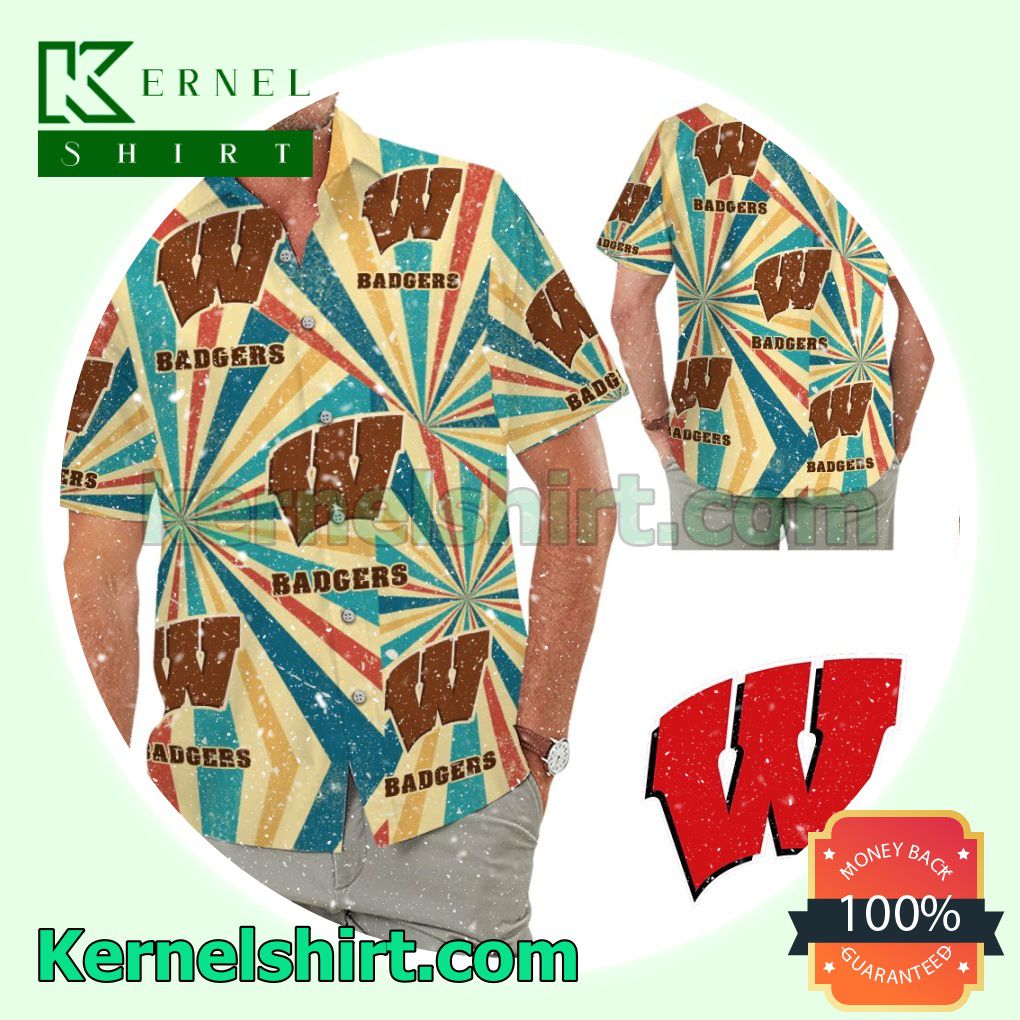 Wisconsin Badgers Retro Vintage Style Summer Hawaiian Shirt