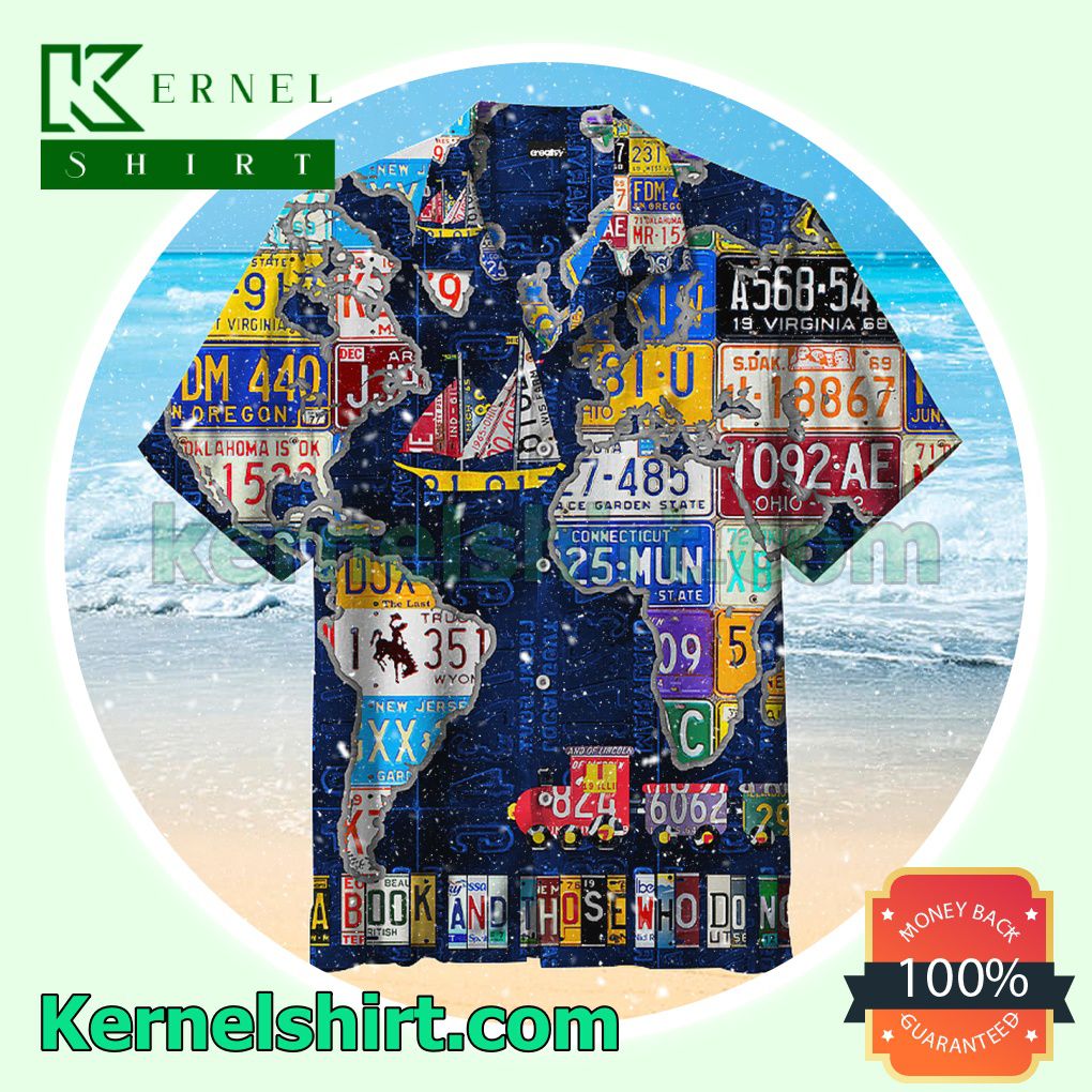 Top World Travel Vintage License Plate Art Trend Beach Shirt