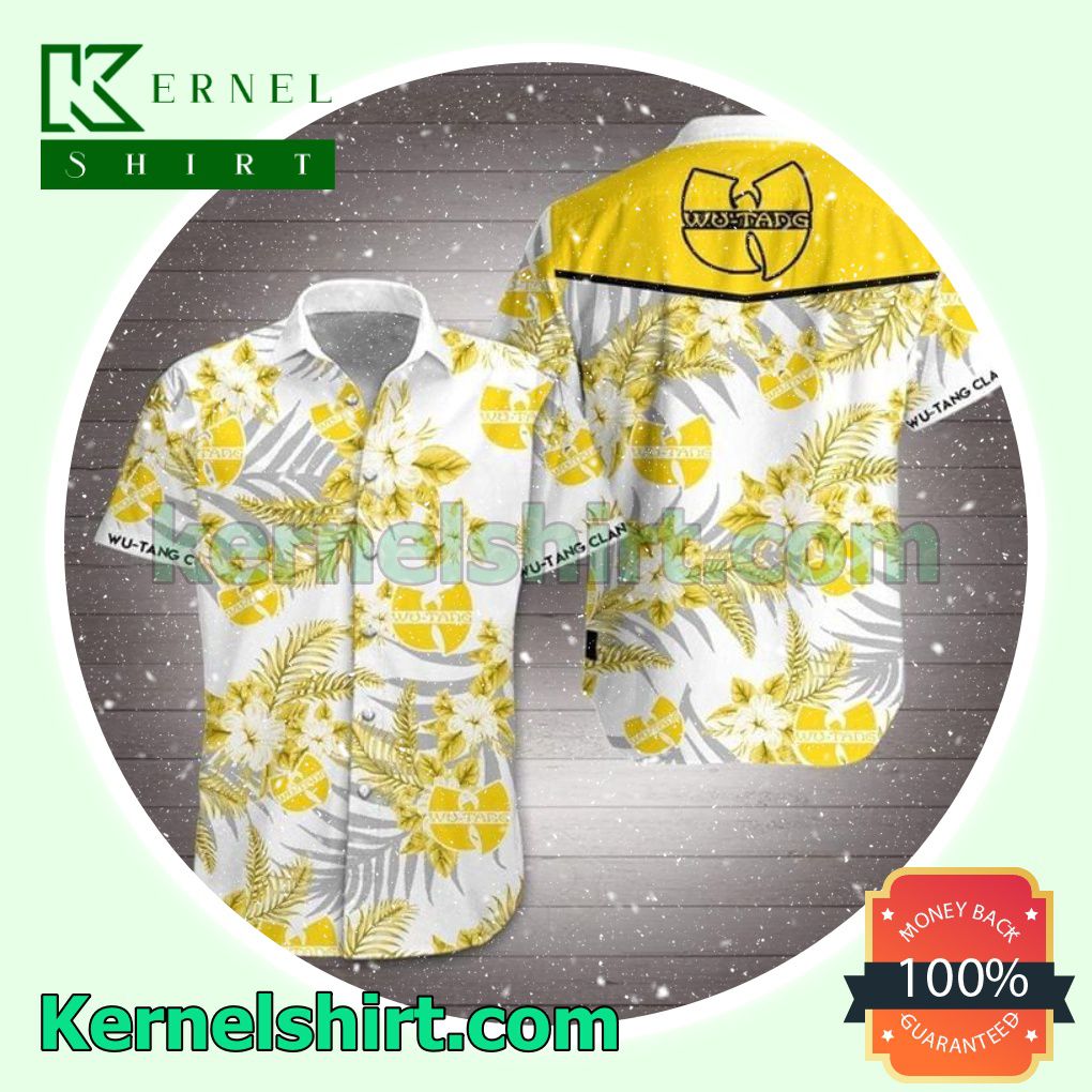 Wu Tang Yellow Tropical Floral White Beach Shirt