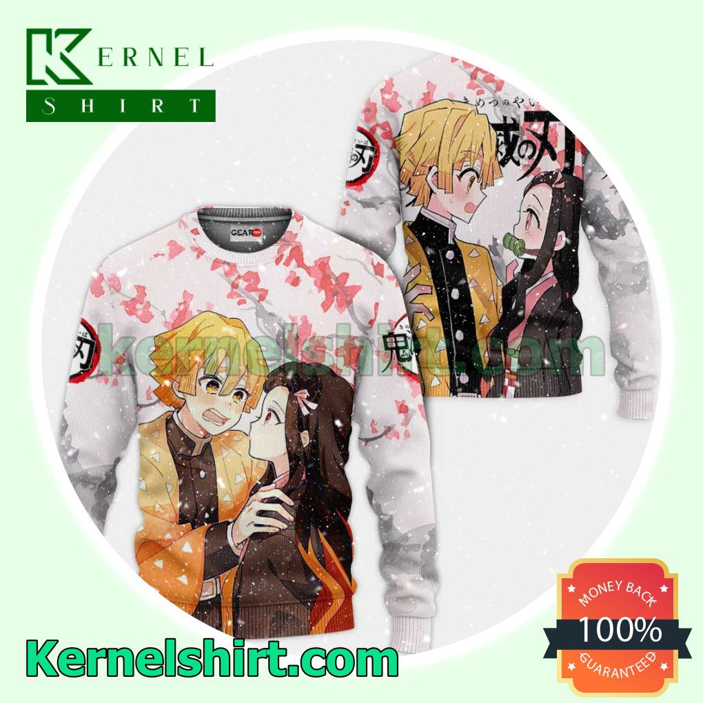Discount Zenitsu and Nezuko Demon Slayer Anime Fans Gift Hoodie Sweatshirt Button Down Shirts