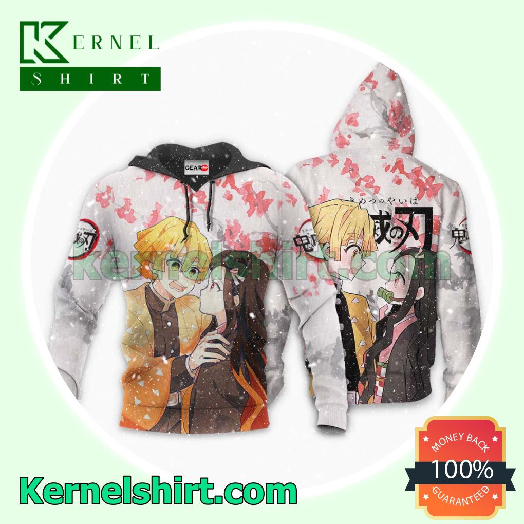 Print On Demand Zenitsu and Nezuko Demon Slayer Anime Fans Gift Hoodie Sweatshirt Button Down Shirts