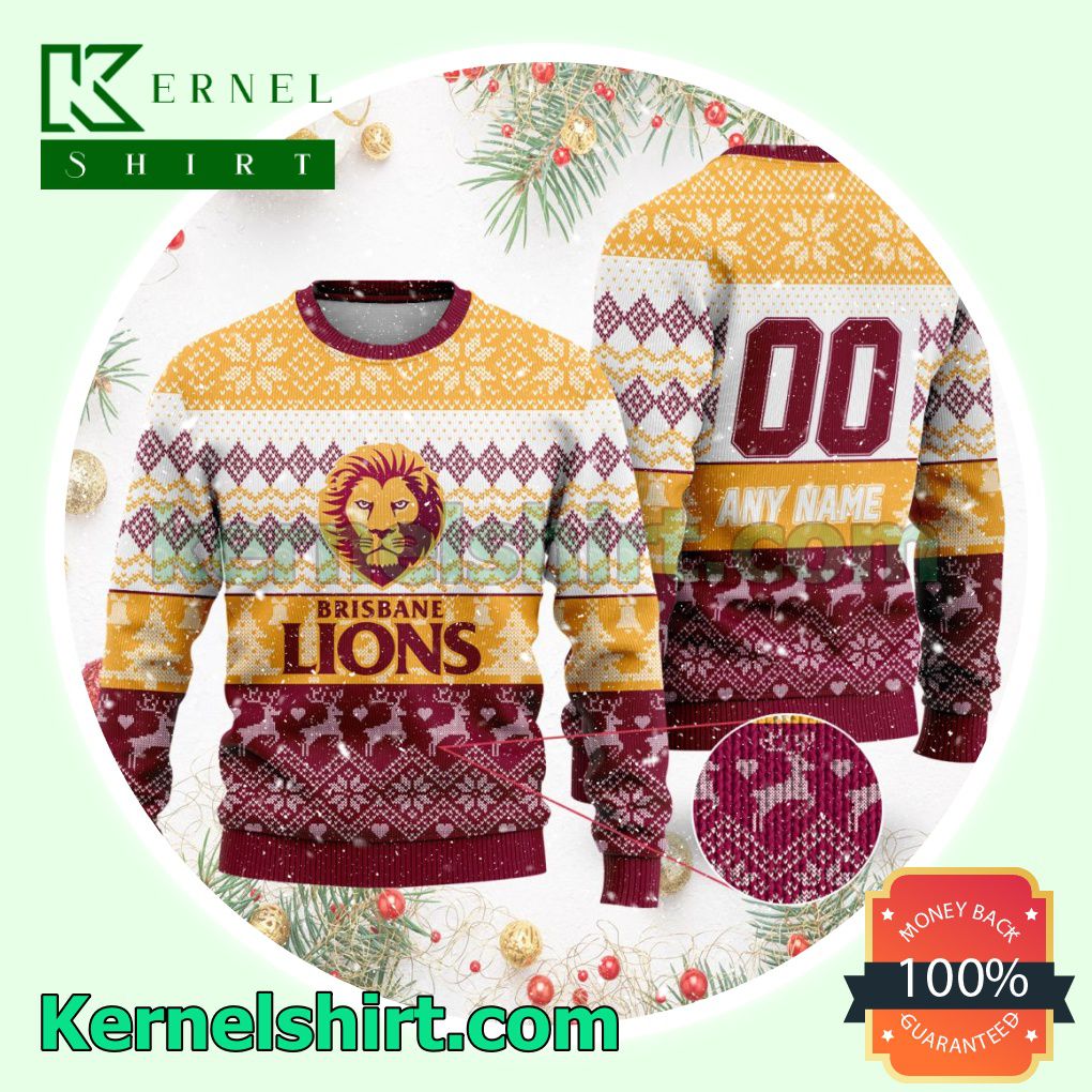 AFL Brisbane Lions Ugly Sweater Holiday Knit Pullover a