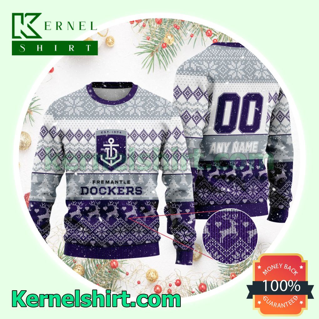 AFL Fremantle Dockers Ugly Sweater Holiday Knit Pullover a