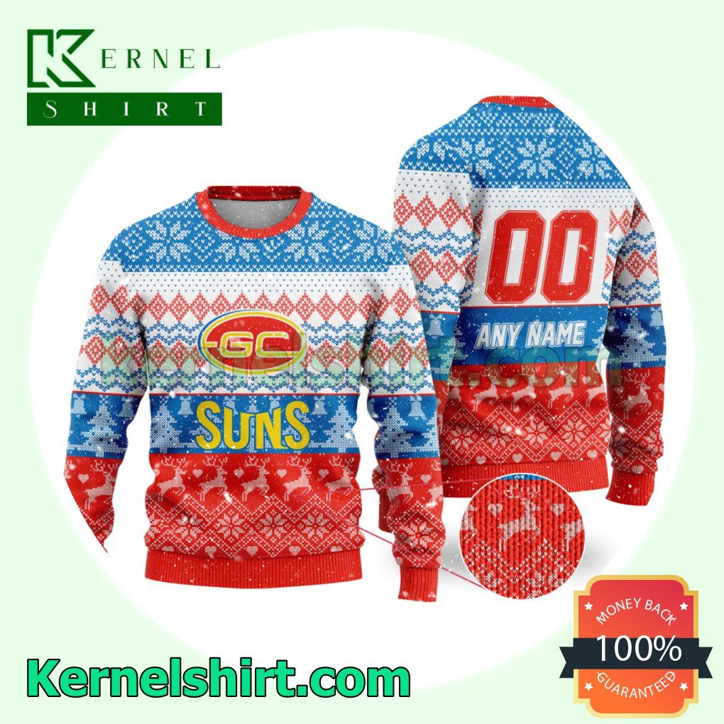 AFL Gold Coast Suns Ugly Sweater Holiday Knit Pullover