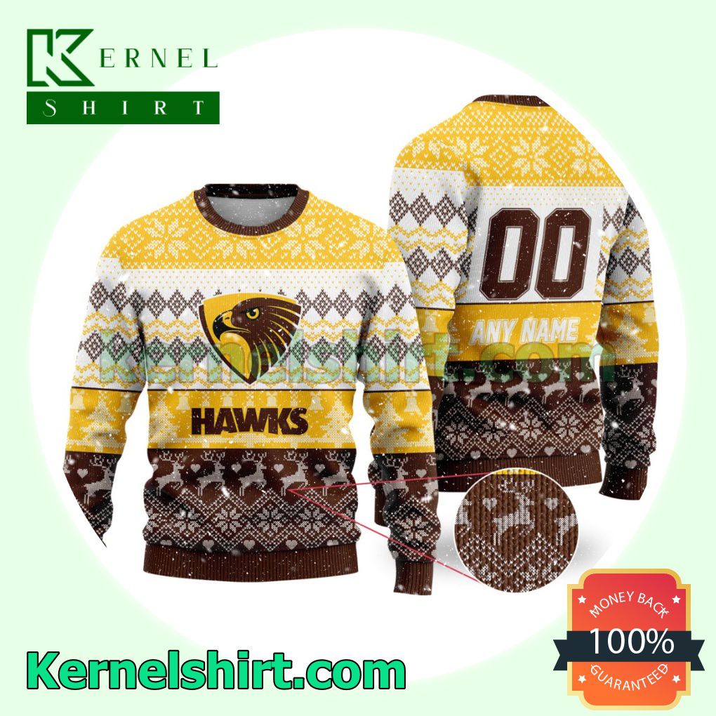 AFL Hawthorn Football Club Ugly Sweater Holiday Knit Pullover