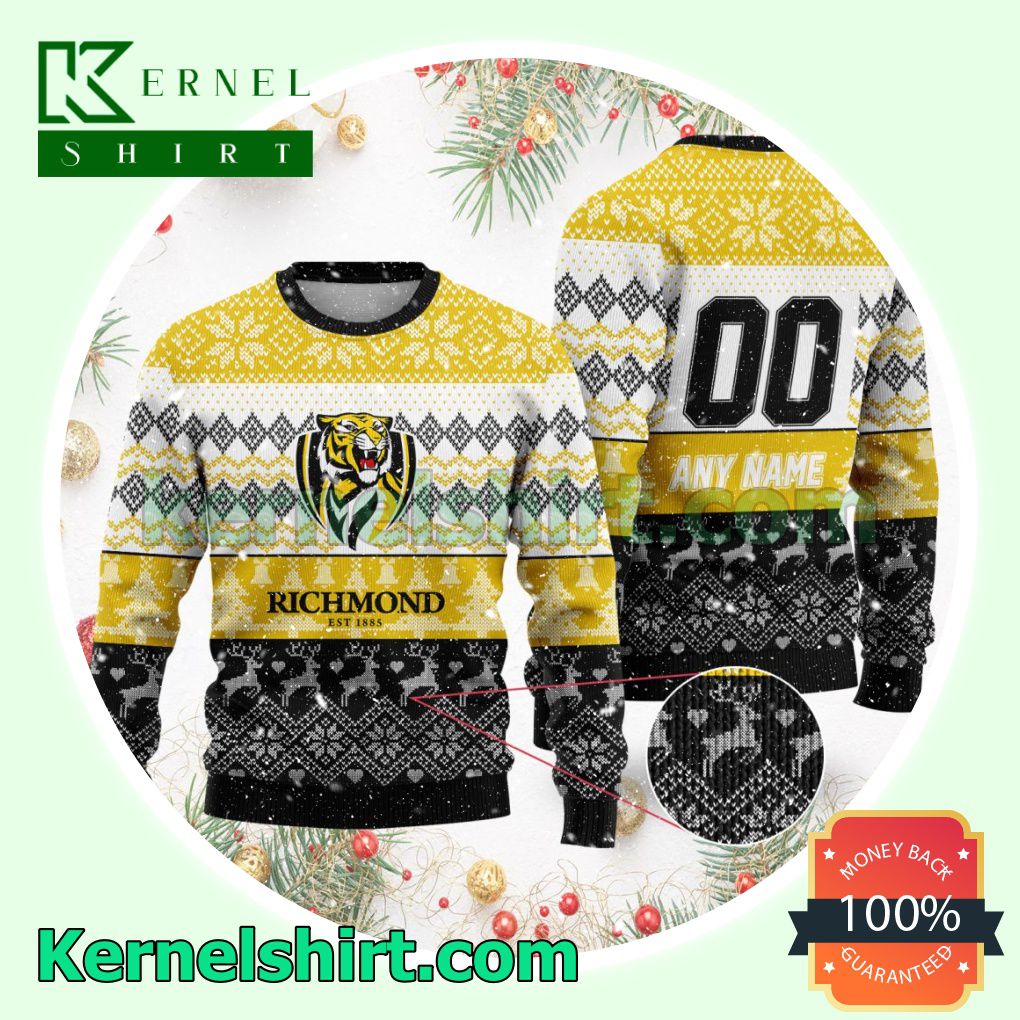 AFL Richmond Tigers Ugly Sweater Holiday Knit Pullover a