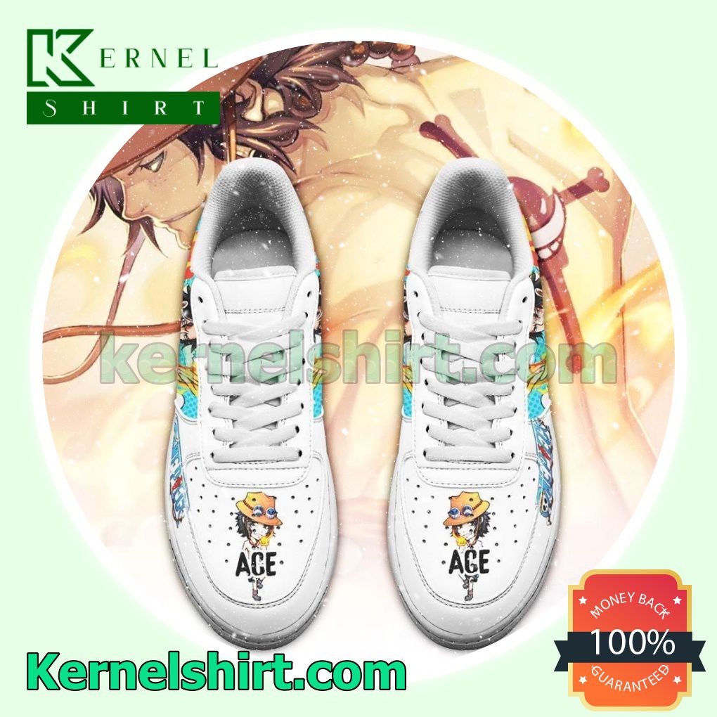Ace One Piece Anime Mens Womens Air Force 1 Shoes a
