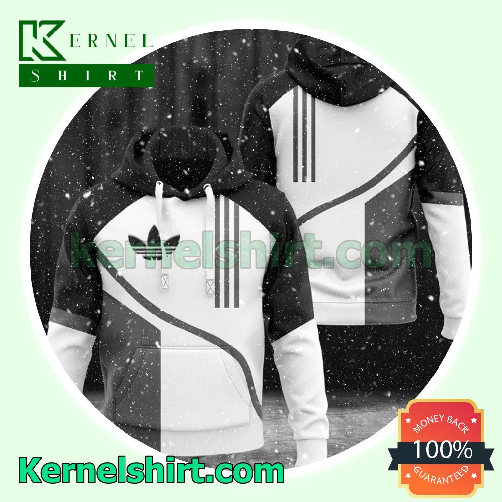 Adidas Stripe Curve Mix Three Basic Color Pullover Hoodie, Sweatpant a