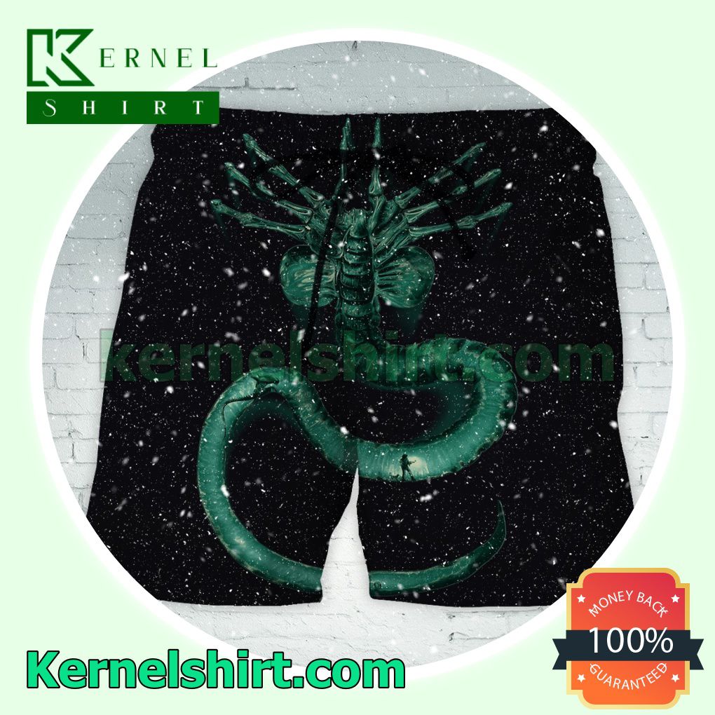 Alien Facehugger Black Mens Shorts