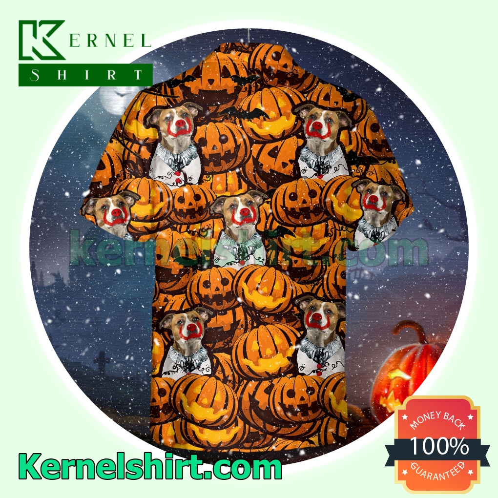 American Bulldog Pumpkin Halloween Short Sleeve Shirts a