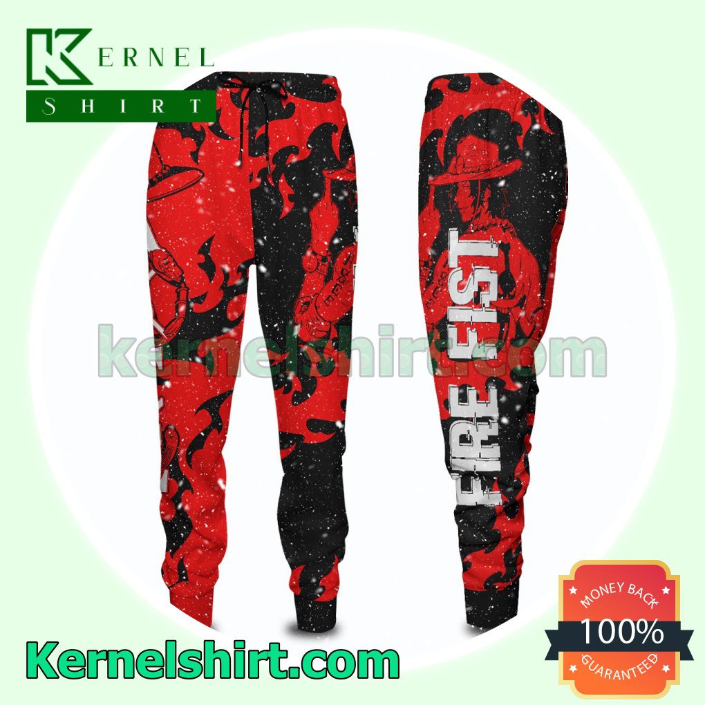 Anime One Piece Ace Fire Fist Black And Red Sweat Pants