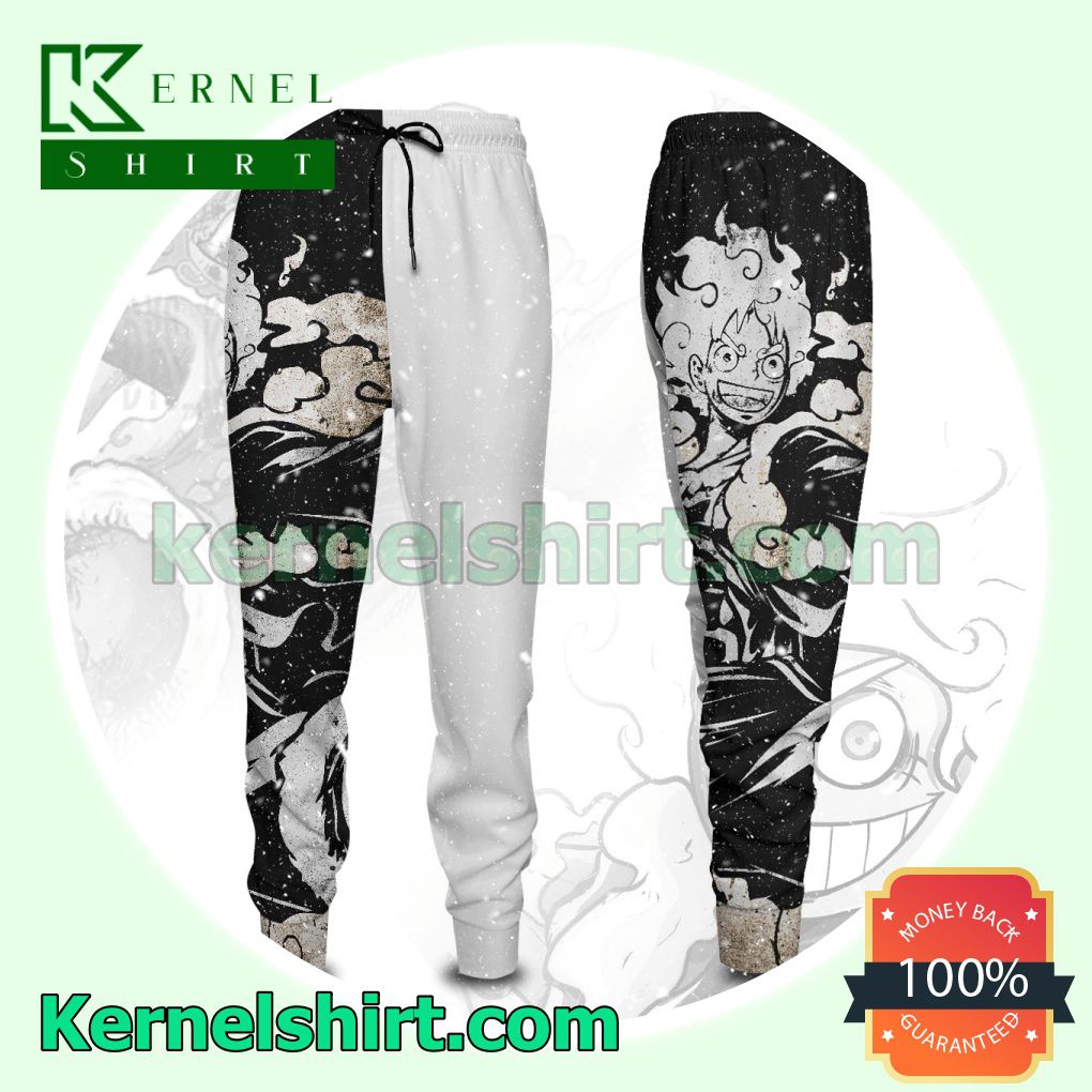 Anime One Piece Luffy Cool Black And White Sweat Pants a