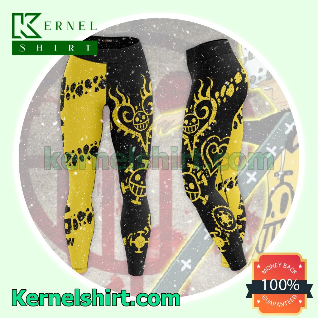 Anime Trafalgar D. Water Law One Piece Black And Yellow Leggings For Women a