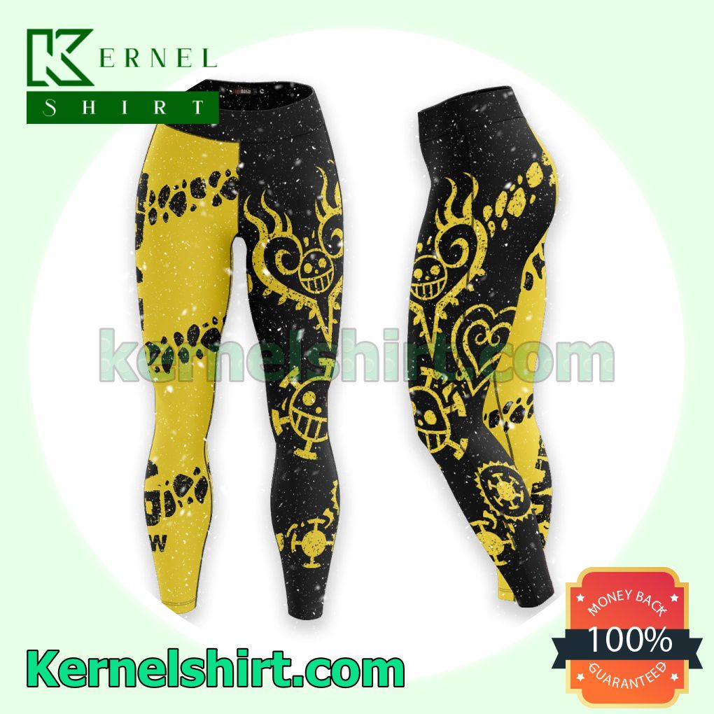 Anime Trafalgar D. Water Law One Piece Black And Yellow Leggings For Women