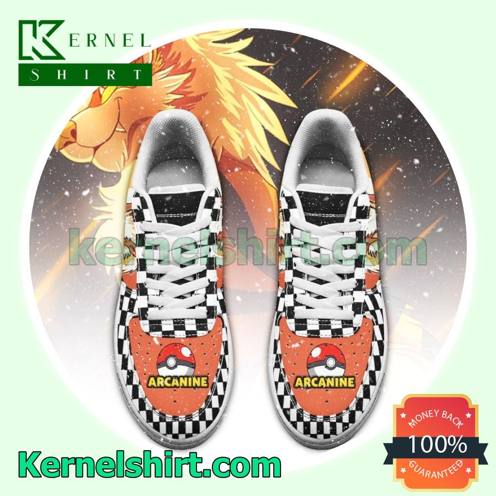 Arcanine Checkerboard Pokemon Mens Womens Air Force 1 Shoes a