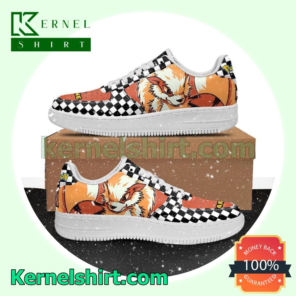 Arcanine Checkerboard Pokemon Mens Womens Air Force 1 Shoes
