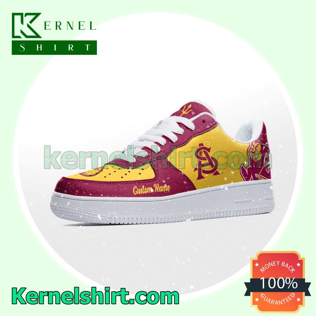 Arizona State Sun Devils Mascot Logo NCAA Custom Nike Air Force 1 Low Top Shoes a