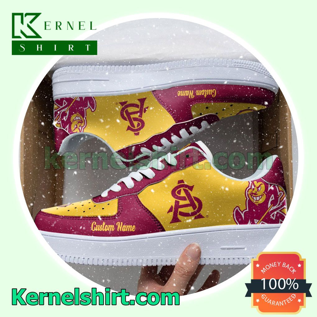 Arizona State Sun Devils Mascot Logo NCAA Custom Nike Air Force 1 Low Top Shoes