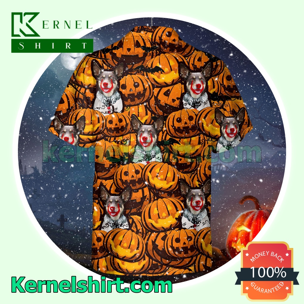 Australian Kelpie Pumpkin Halloween Short Sleeve Shirts a