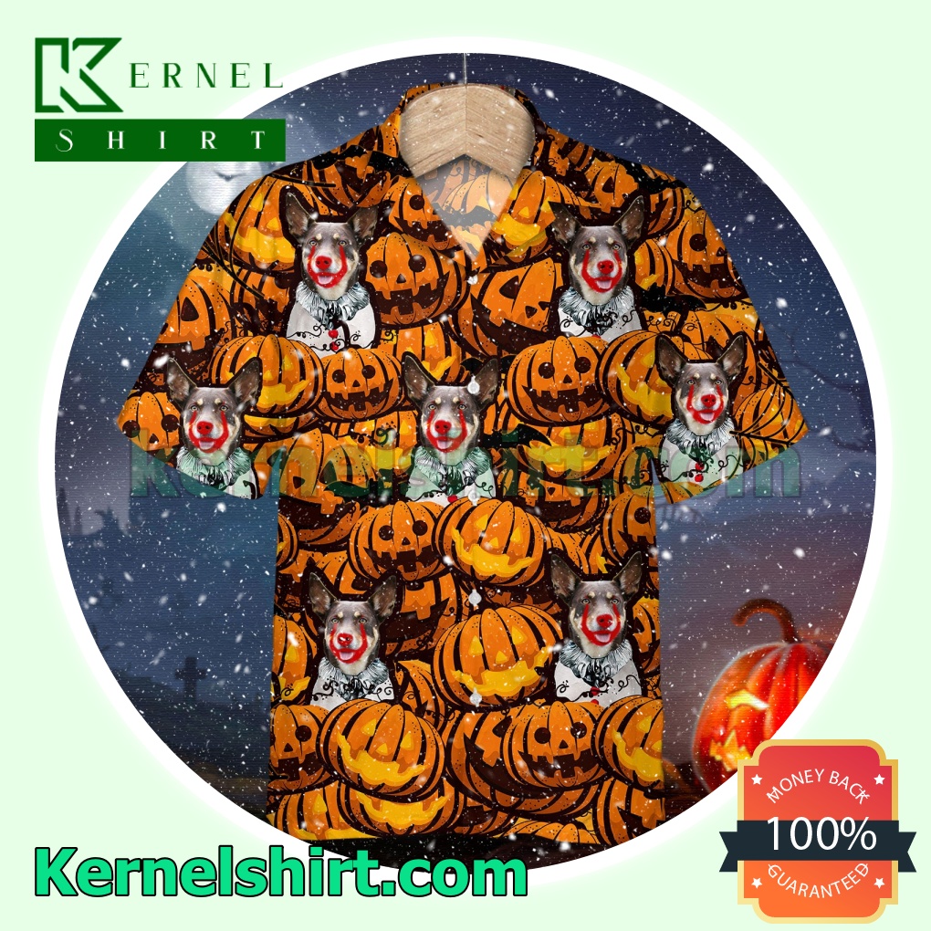 Australian Kelpie Pumpkin Halloween Short Sleeve Shirts