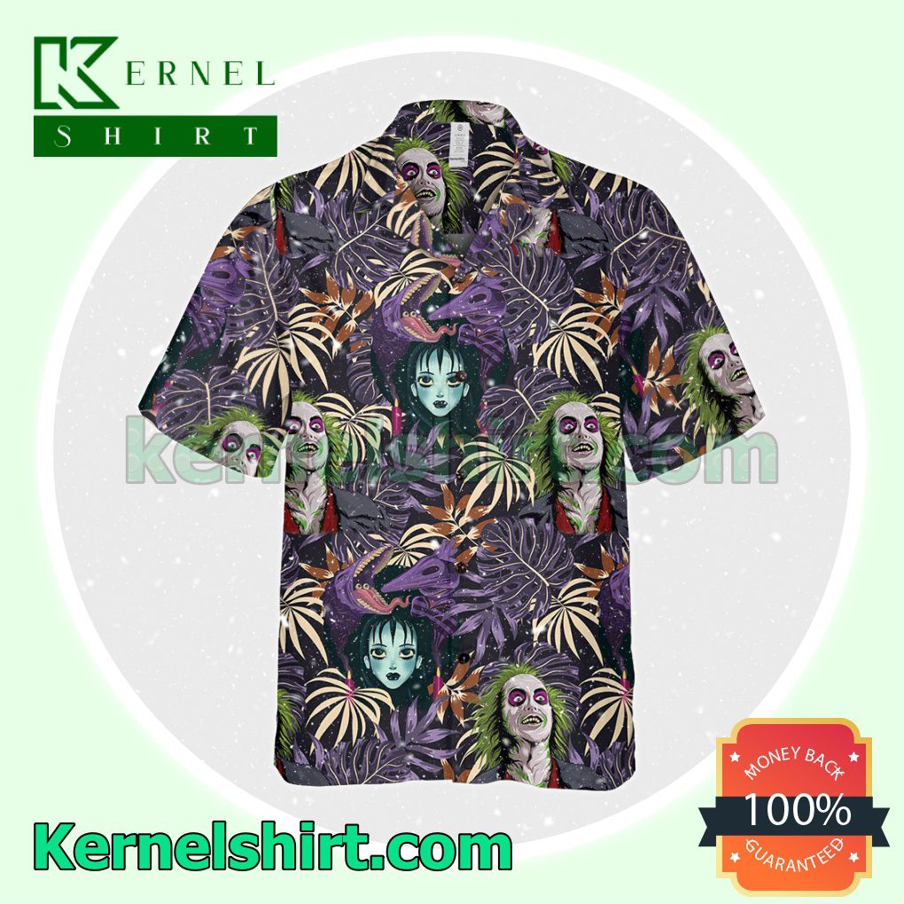 Beetlejuice And Lydia Tropical Leaf Halloween Costume Shirt a