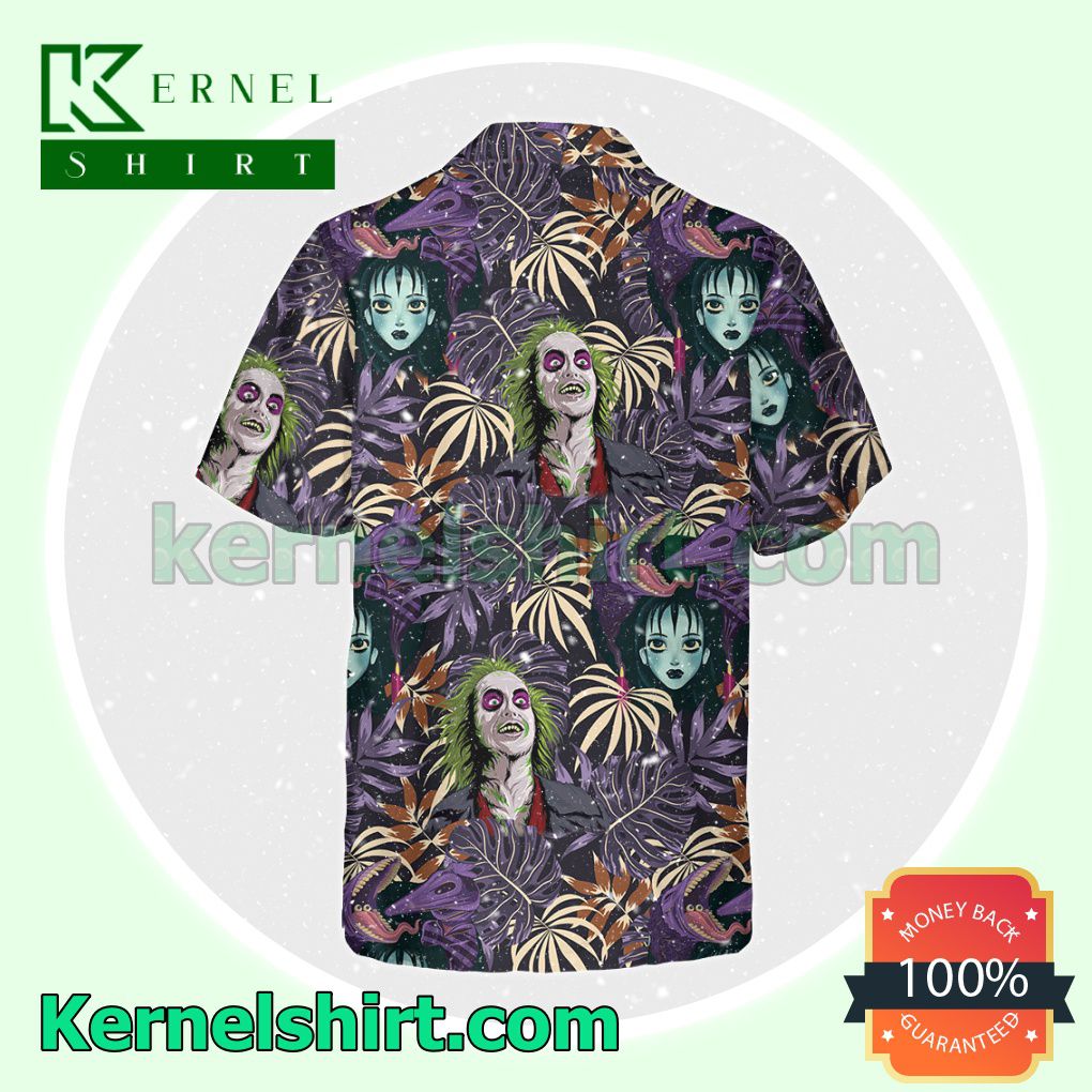 Absolutely Love Beetlejuice And Lydia Tropical Leaf Halloween Costume Shirt