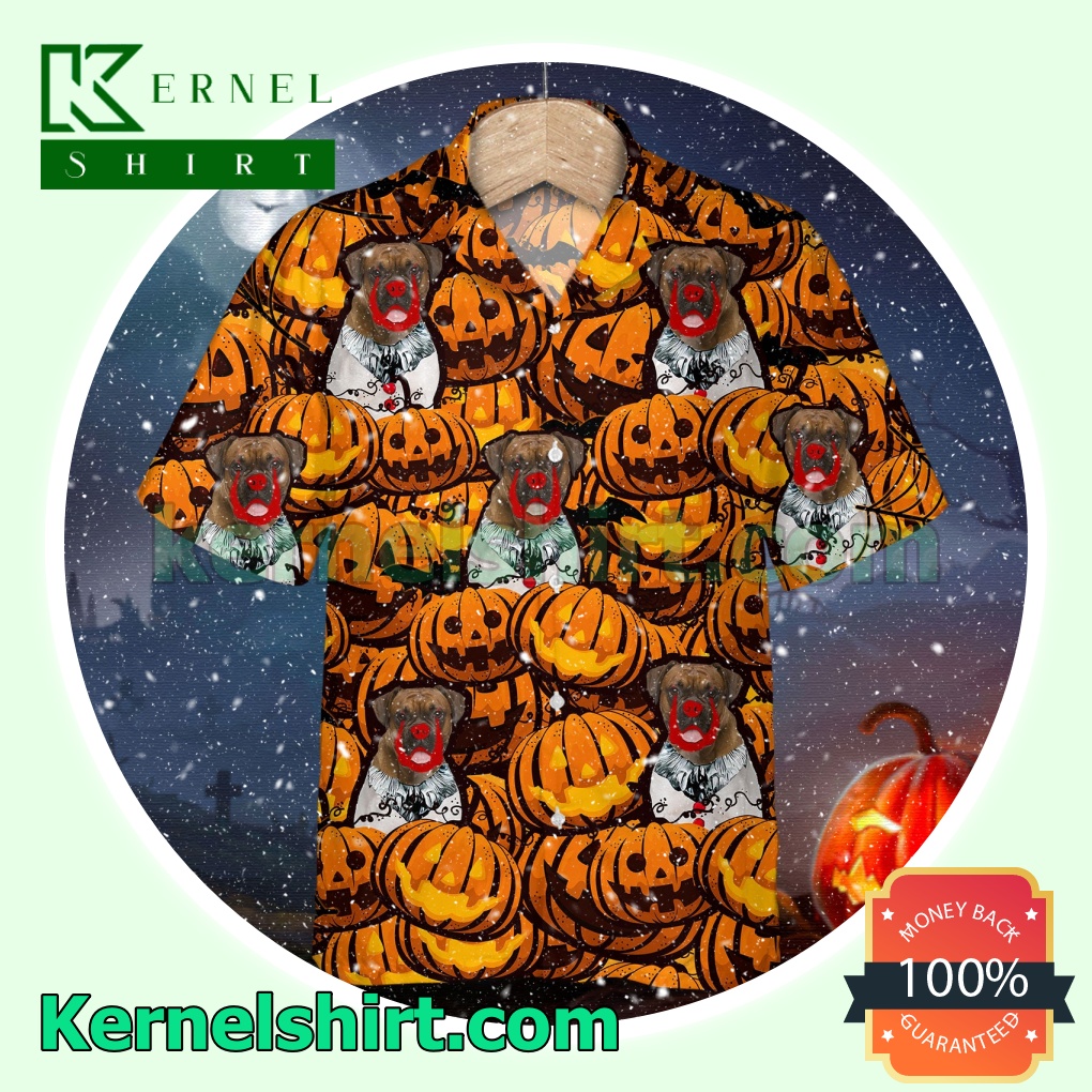Boxer Pumpkin Halloween Short Sleeve Shirts