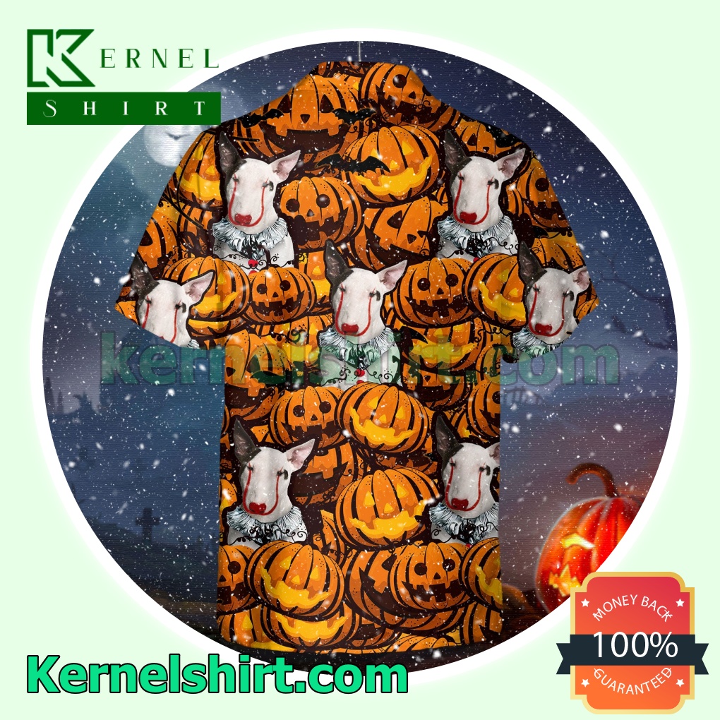 Bull Terrier Pumpkin Halloween Short Sleeve Shirts a