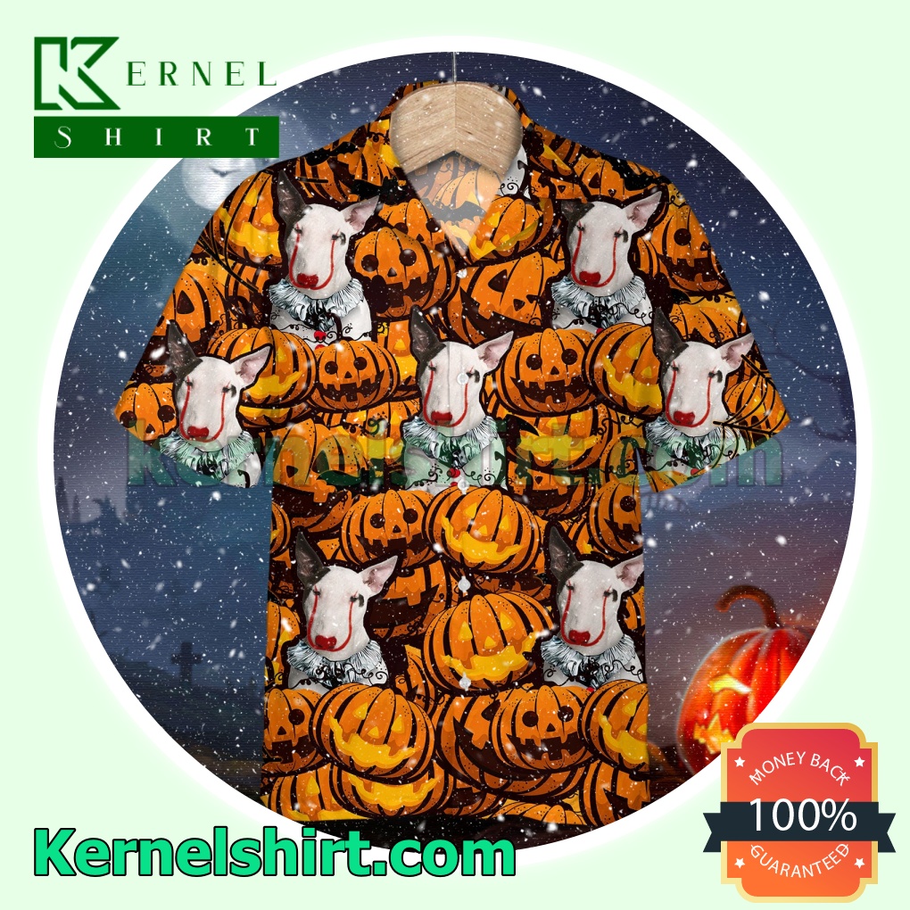 Bull Terrier Pumpkin Halloween Short Sleeve Shirts