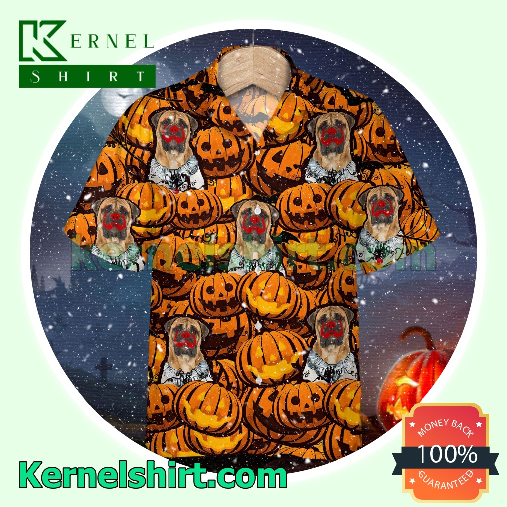 Bullmastiff Pumpkin Halloween Short Sleeve Shirts