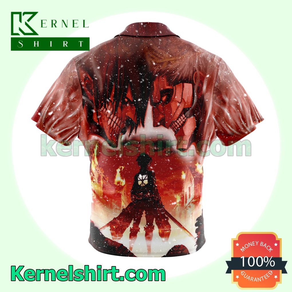 Burning Attack on Titan Button-Down Shirts a