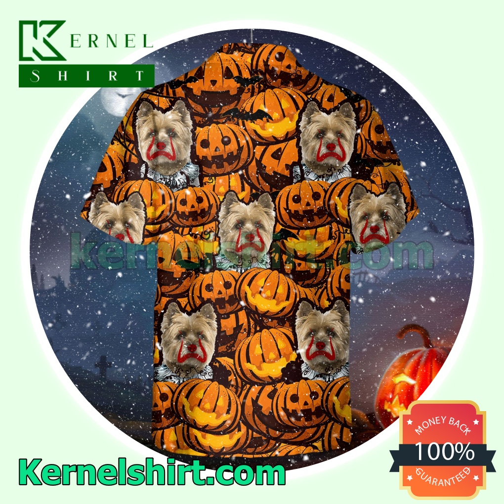 Cairn Terrier Pumpkin Halloween Short Sleeve Shirts a