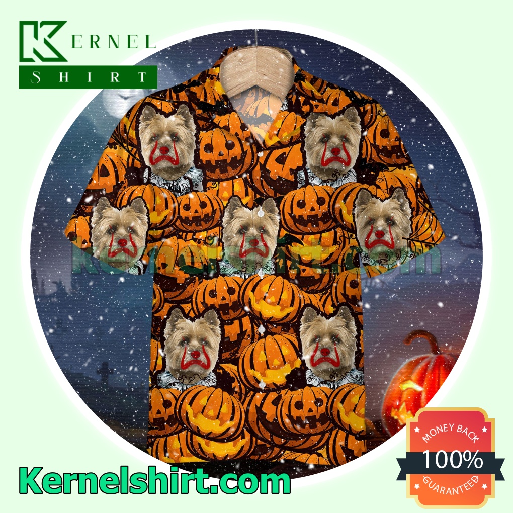 Cairn Terrier Pumpkin Halloween Short Sleeve Shirts