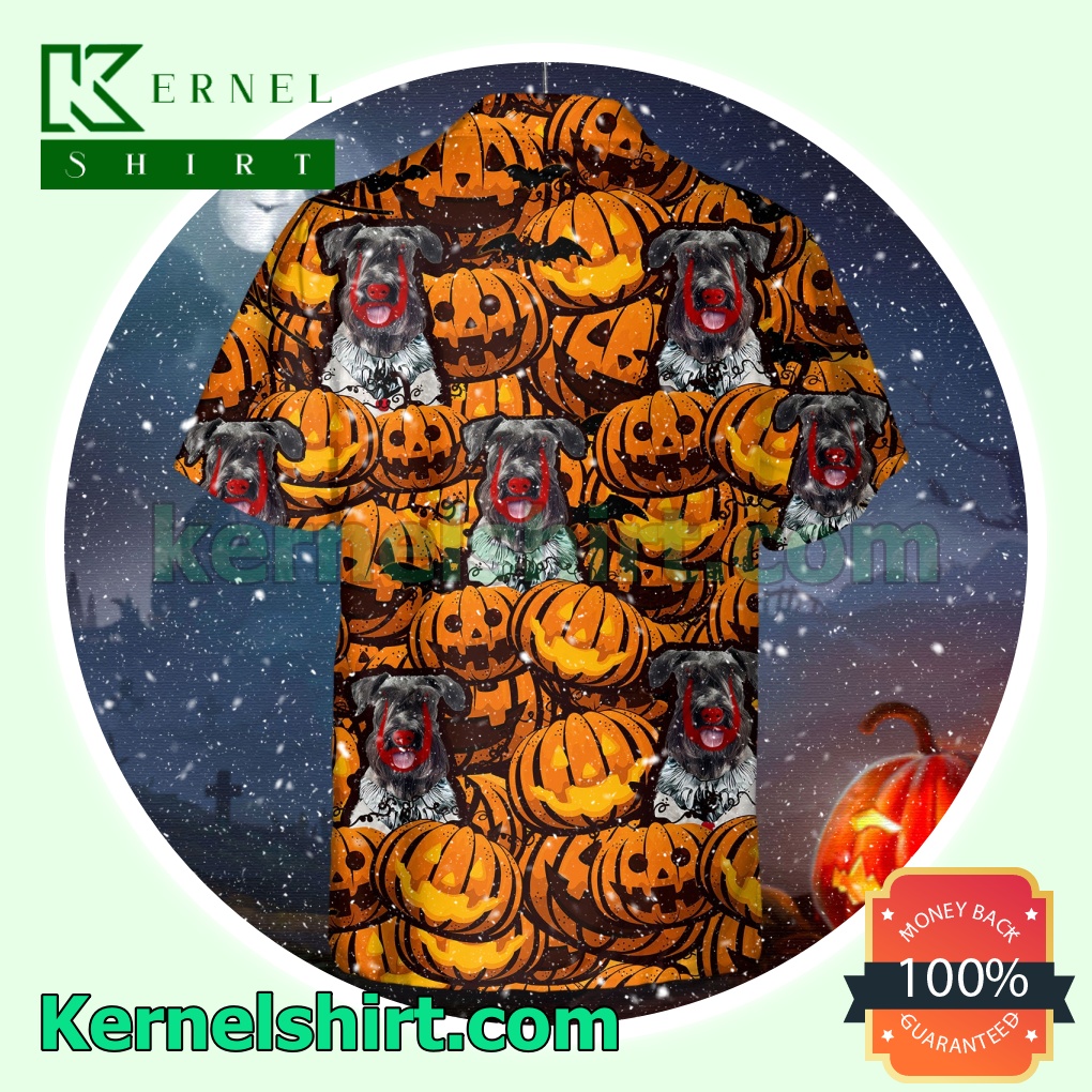 Cesky Terrier Pumpkin Halloween Short Sleeve Shirts a