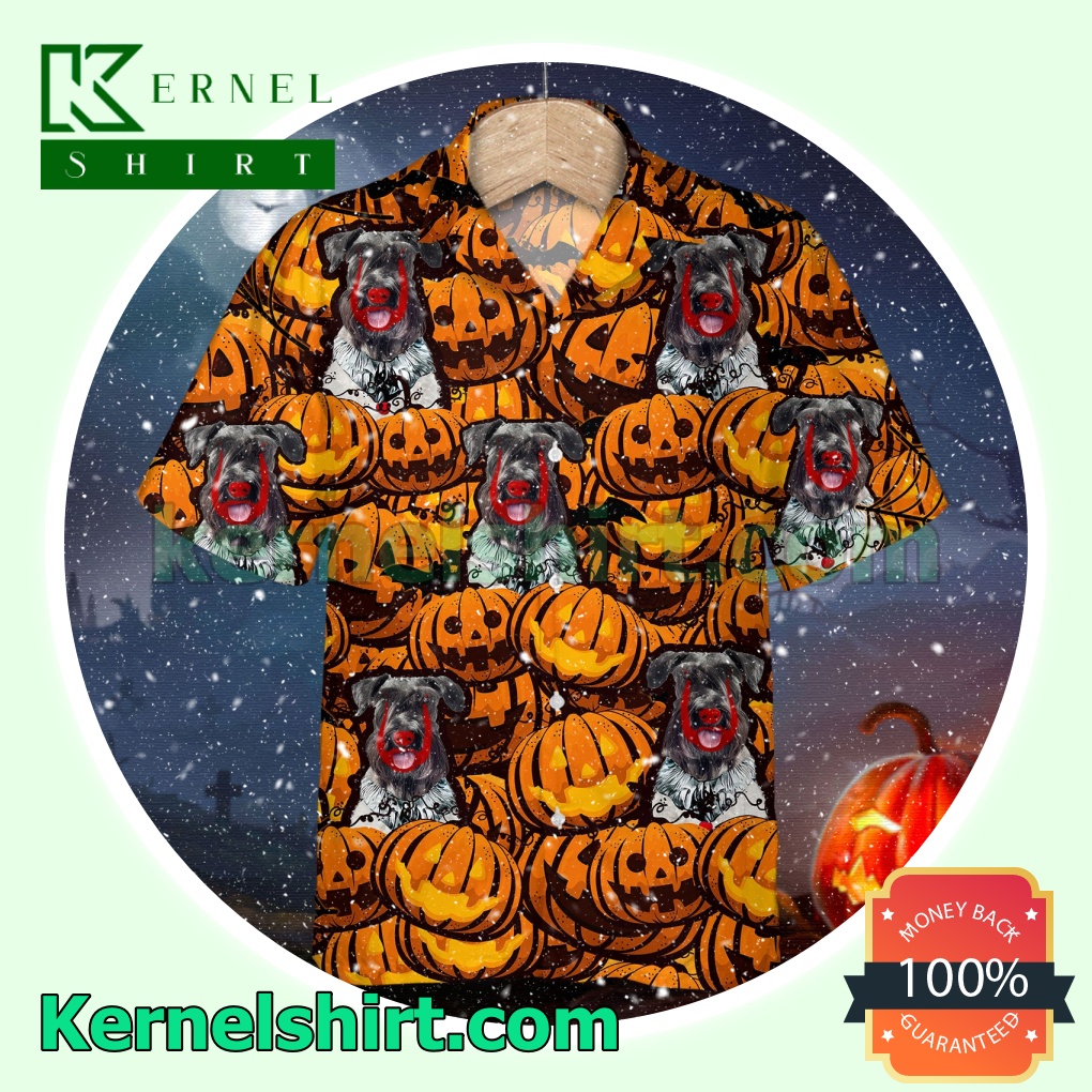 Cesky Terrier Pumpkin Halloween Short Sleeve Shirts