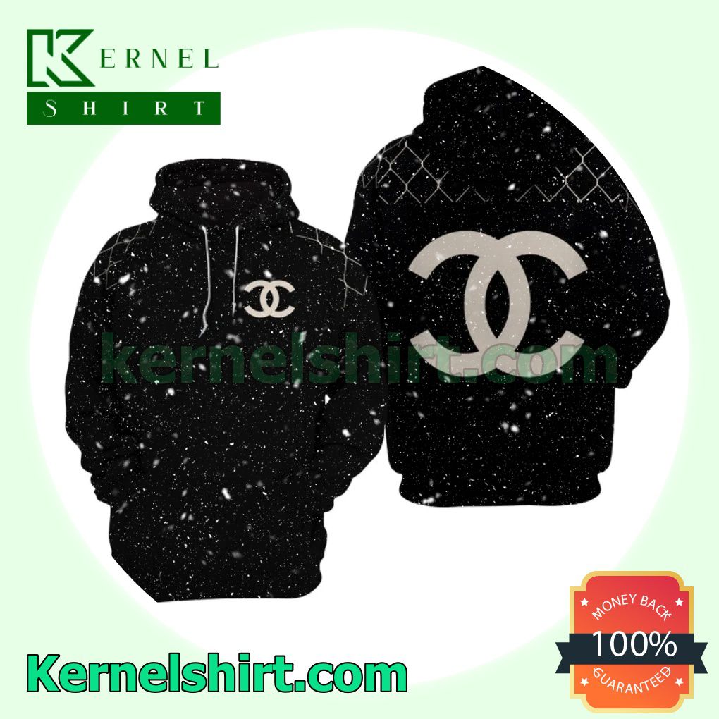 Chanel Luxury Brand Logo Net Pattern Black Mens Hoodie