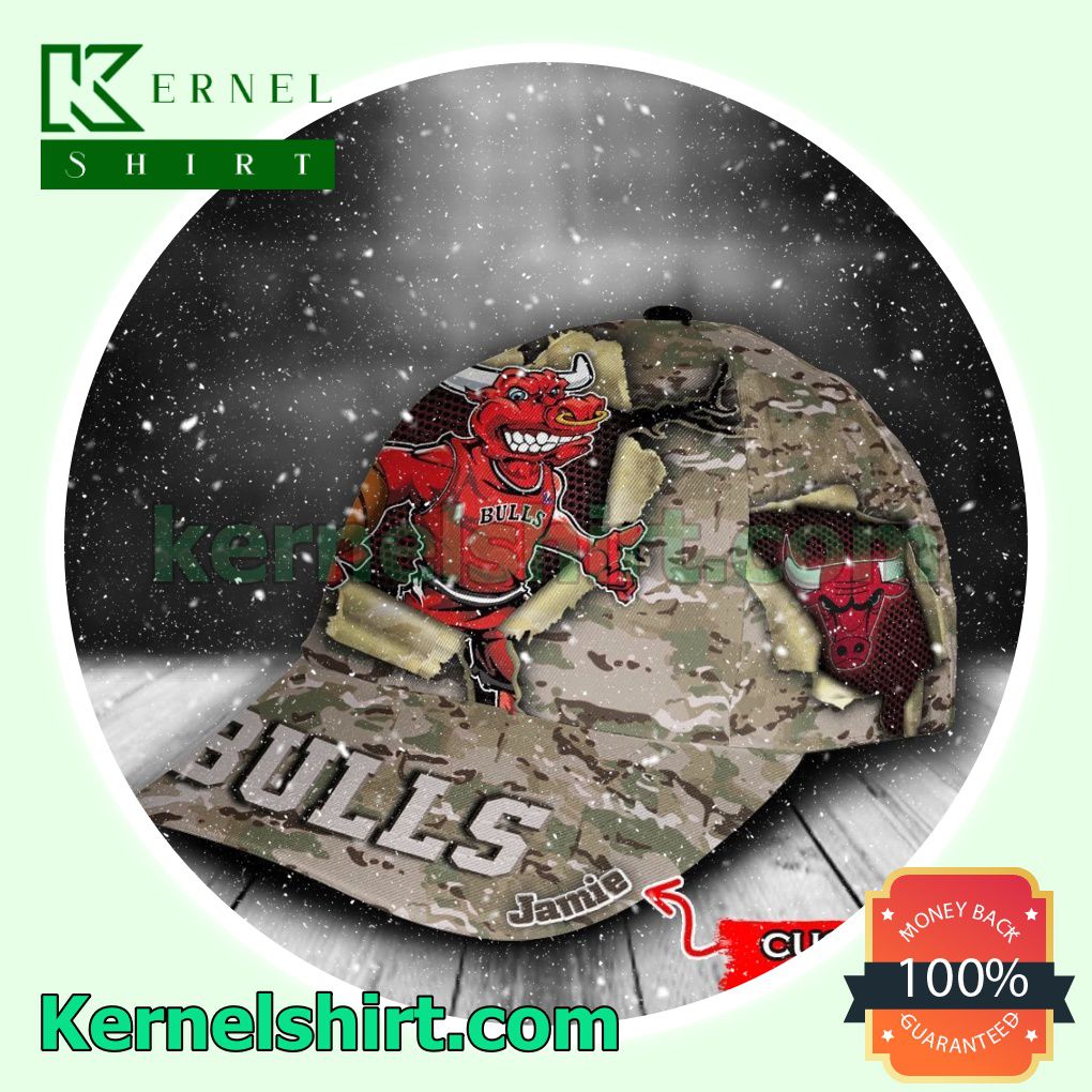 Chicago Bulls Camo Mascot NBA Hockey Basketball Baseball Caps a