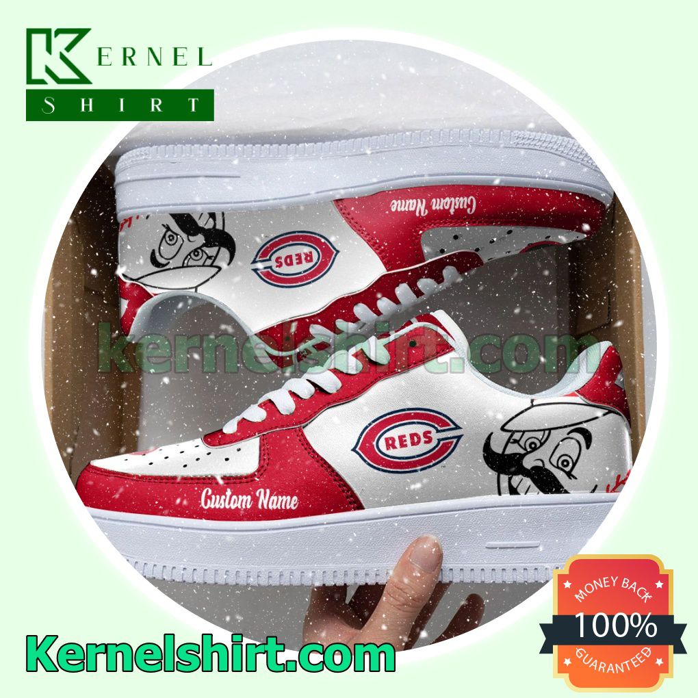 Cincinnati Reds Mascot Logo MLB Baseball Custom Nike Air Force 1 Low Top Shoes