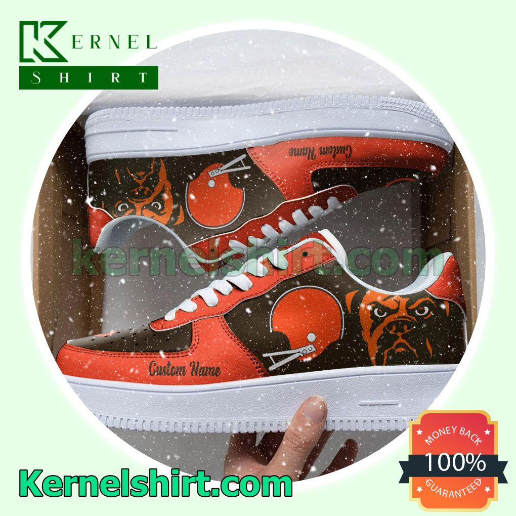 Cleveland Browns Mascot Logo NFL Football Custom Nike Air Force 1 Low Top Shoes