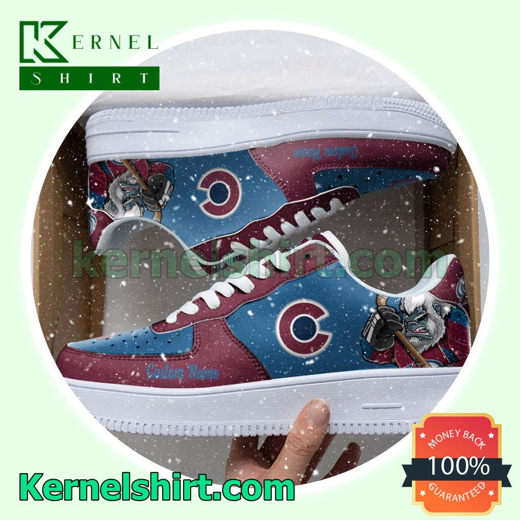 Colorado Avalanche Mascot Logo NHL Hockey Custom Nike Air Force 1 Low Top Shoes