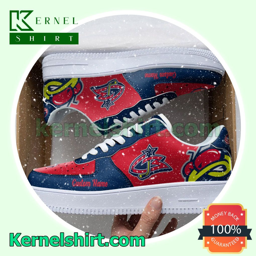 Columbus Blue Jackets Mascot Logo NHL Hockey Custom Nike Air Force 1 Low Top Shoes