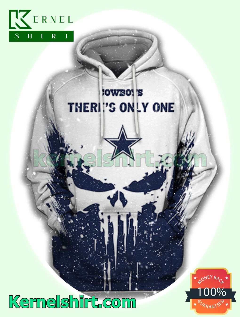 Dallas Cowboys There's Only One Skull White And Navy Mens Hoodie a