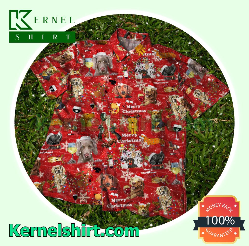 Dogs Merry Christmas Xmas Party Button-Down Shirts