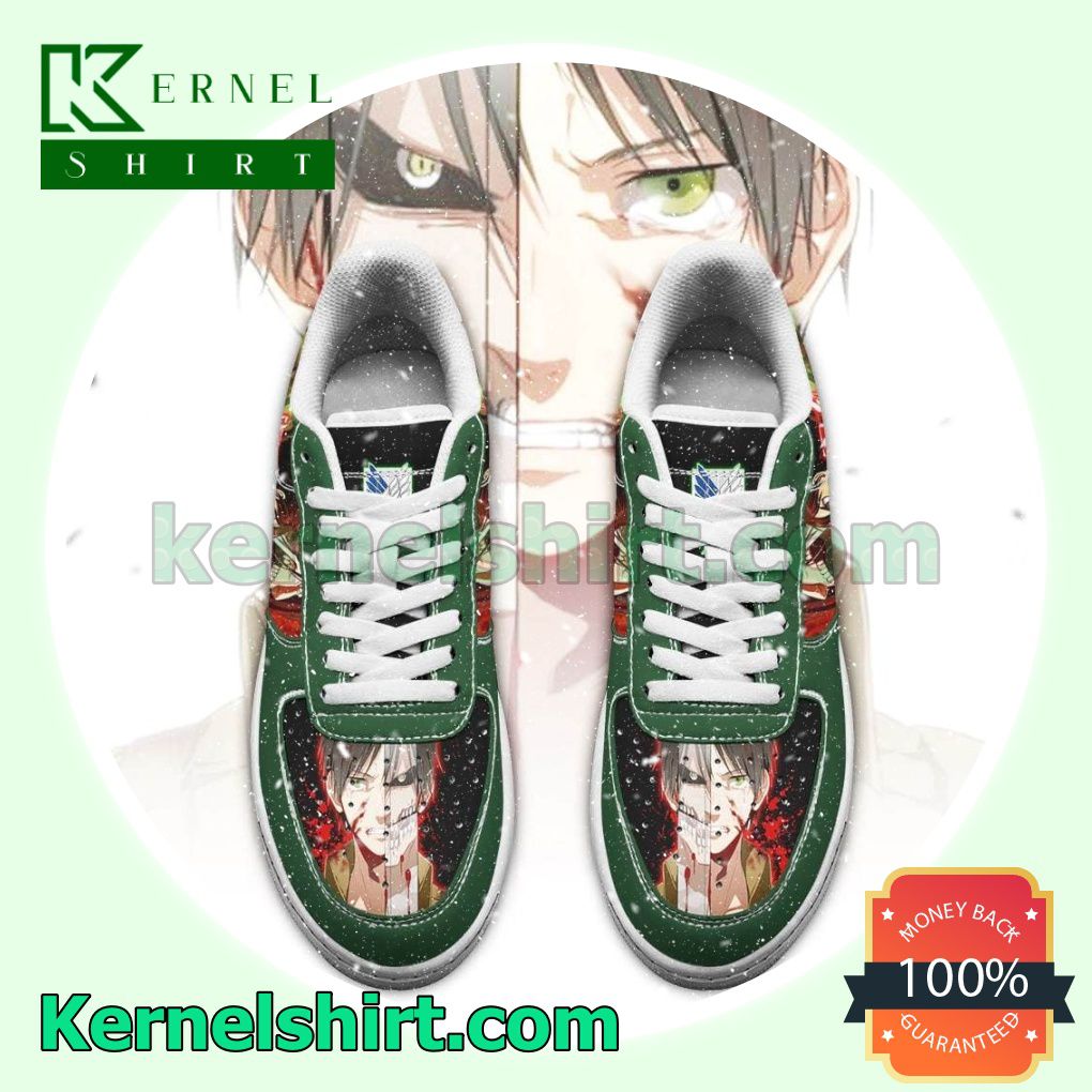 Eren Yeager Attack On Titan AOT Anime Mens Womens Air Force 1 Shoes a